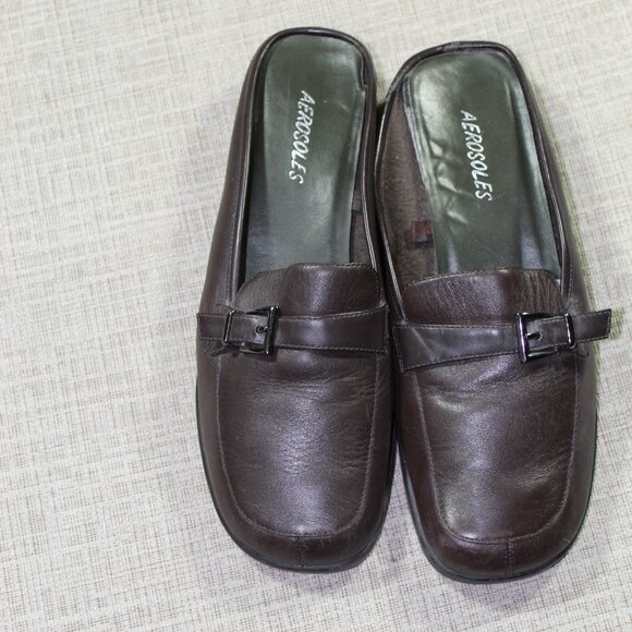 Aerosoles Size 8.5 Brown Slide On Mule Loafers - Picture 2 of 6